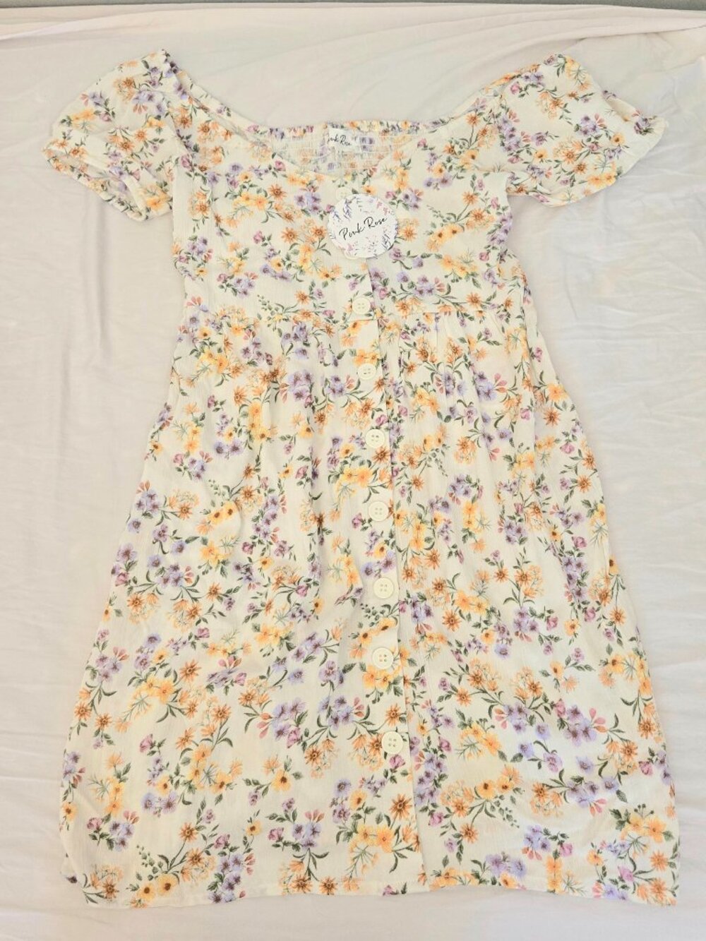 NEW Pink Rose Dress Floral Dress (Size: Small)